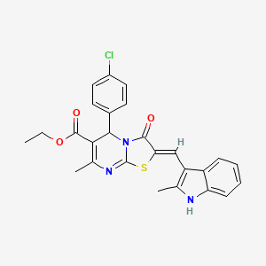 ETHYL (2Z)-5-(4-CHLOROPHENYL)-7-METHYL-2-[(2-METHYL-1H-INDOL-3-YL)METHYLIDENE]-3-OXO-2H,3H,5H-[1,3]THIAZOLO[3,2-A]PYRIMIDINE-6-CARBOXYLATE