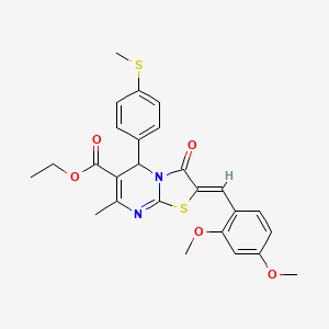 molecular formula C26H26N2O5S2 B3890911 ethyl (2Z)-2-[(2,4-dimethoxyphenyl)methylidene]-7-methyl-5-(4-methylsulfanylphenyl)-3-oxo-5H-[1,3]thiazolo[3,2-a]pyrimidine-6-carboxylate 