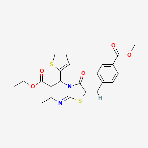 Ethyl (2E)-2-[4-(methoxycarbonyl)benzylidene]-7-methyl-3-oxo-5-(2-thienyl)-2,3-dihydro-5H-[1,3]thiazolo[3,2-A]pyrimidine-6-carboxylate