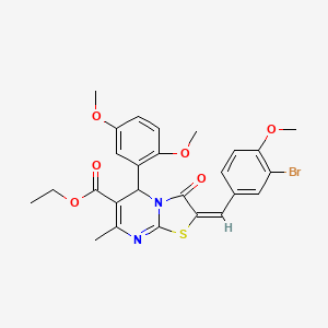 molecular formula C26H25BrN2O6S B3890925 ethyl 2-(3-bromo-4-methoxybenzylidene)-5-(2,5-dimethoxyphenyl)-7-methyl-3-oxo-2,3-dihydro-5H-[1,3]thiazolo[3,2-a]pyrimidine-6-carboxylate 