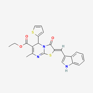 molecular formula C23H19N3O3S2 B3890940 ethyl 2-(1H-indol-3-ylmethylene)-7-methyl-3-oxo-5-(2-thienyl)-2,3-dihydro-5H-[1,3]thiazolo[3,2-a]pyrimidine-6-carboxylate 