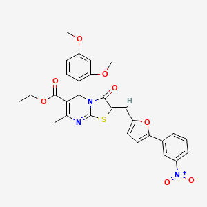 molecular formula C29H25N3O8S B3890954 ethyl 5-(2,4-dimethoxyphenyl)-7-methyl-2-{[5-(3-nitrophenyl)-2-furyl]methylene}-3-oxo-2,3-dihydro-5H-[1,3]thiazolo[3,2-a]pyrimidine-6-carboxylate 