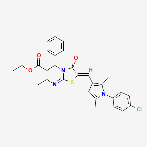 ETHYL (2Z)-2-{[1-(4-CHLOROPHENYL)-2,5-DIMETHYL-1H-PYRROL-3-YL]METHYLIDENE}-7-METHYL-3-OXO-5-PHENYL-2H,3H,5H-[1,3]THIAZOLO[3,2-A]PYRIMIDINE-6-CARBOXYLATE