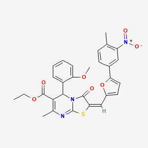 ethyl 5-(2-methoxyphenyl)-7-methyl-2-{[5-(4-methyl-3-nitrophenyl)-2-furyl]methylene}-3-oxo-2,3-dihydro-5H-[1,3]thiazolo[3,2-a]pyrimidine-6-carboxylate