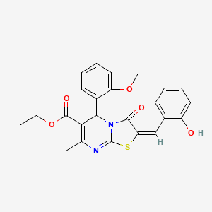 molecular formula C24H22N2O5S B3890987 ethyl 2-(2-hydroxybenzylidene)-5-(2-methoxyphenyl)-7-methyl-3-oxo-2,3-dihydro-5H-[1,3]thiazolo[3,2-a]pyrimidine-6-carboxylate 