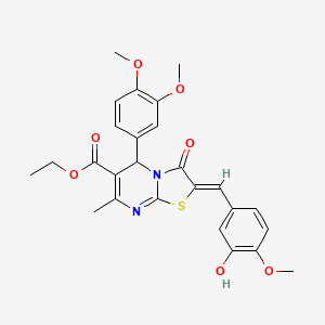 molecular formula C26H26N2O7S B3890992 ethyl (2Z)-5-(3,4-dimethoxyphenyl)-2-(3-hydroxy-4-methoxybenzylidene)-7-methyl-3-oxo-2,3-dihydro-5H-[1,3]thiazolo[3,2-a]pyrimidine-6-carboxylate 