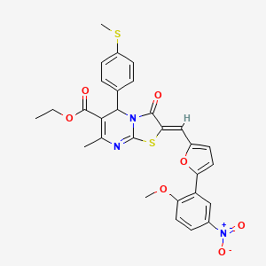 molecular formula C29H25N3O7S2 B3891028 ethyl (2Z)-2-[[5-(2-methoxy-5-nitrophenyl)furan-2-yl]methylidene]-7-methyl-5-(4-methylsulfanylphenyl)-3-oxo-5H-[1,3]thiazolo[3,2-a]pyrimidine-6-carboxylate 