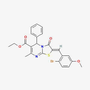 molecular formula C24H21BrN2O4S B3891031 ethyl (2Z)-2-[(2-bromo-5-methoxyphenyl)methylidene]-7-methyl-3-oxo-5-phenyl-5H-[1,3]thiazolo[3,2-a]pyrimidine-6-carboxylate 