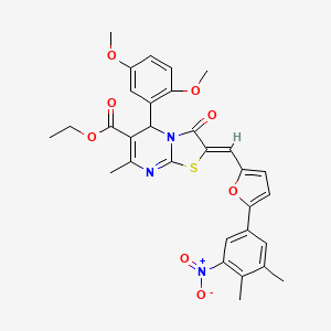 Ethyl (2Z)-5-(2,5-dimethoxyphenyl)-2-{[5-(3,4-dimethyl-5-nitrophenyl)furan-2-YL]methylidene}-7-methyl-3-oxo-2H,3H,5H-[1,3]thiazolo[3,2-A]pyrimidine-6-carboxylate