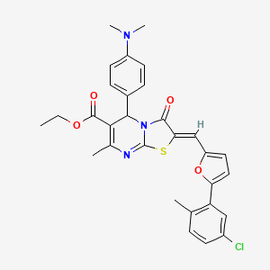 molecular formula C30H28ClN3O4S B3891054 Ethyl (2Z)-2-{[5-(5-chloro-2-methylphenyl)furan-2-YL]methylidene}-5-[4-(dimethylamino)phenyl]-7-methyl-3-oxo-2H,3H,5H-[1,3]thiazolo[3,2-A]pyrimidine-6-carboxylate 