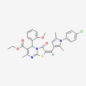 ethyl 2-{[1-(4-chlorophenyl)-2,5-dimethyl-1H-pyrrol-3-yl]methylene}-5-(2-methoxyphenyl)-7-methyl-3-oxo-2,3-dihydro-5H-[1,3]thiazolo[3,2-a]pyrimidine-6-carboxylate