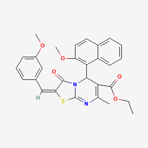 molecular formula C29H26N2O5S B3891109 ethyl (2E)-5-(2-methoxynaphthalen-1-yl)-2-[(3-methoxyphenyl)methylidene]-7-methyl-3-oxo-5H-[1,3]thiazolo[3,2-a]pyrimidine-6-carboxylate 