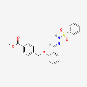 molecular formula C22H20N2O5S B3891111 methyl 4-({2-[2-(phenylsulfonyl)carbonohydrazonoyl]phenoxy}methyl)benzoate 