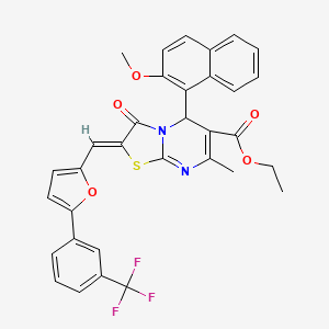 molecular formula C33H25F3N2O5S B3891113 ethyl 5-(2-methoxy-1-naphthyl)-7-methyl-3-oxo-2-({5-[3-(trifluoromethyl)phenyl]-2-furyl}methylene)-2,3-dihydro-5H-[1,3]thiazolo[3,2-a]pyrimidine-6-carboxylate 