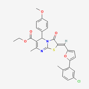 ETHYL (2Z)-2-{[5-(5-CHLORO-2-METHYLPHENYL)FURAN-2-YL]METHYLIDENE}-5-(4-METHOXYPHENYL)-7-METHYL-3-OXO-2H,3H,5H-[1,3]THIAZOLO[3,2-A]PYRIMIDINE-6-CARBOXYLATE