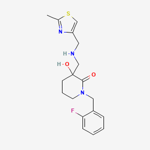 molecular formula C18H22FN3O2S B3891139 1-(2-fluorobenzyl)-3-hydroxy-3-({[(2-methyl-1,3-thiazol-4-yl)methyl]amino}methyl)-2-piperidinone 