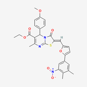 molecular formula C30H27N3O7S B3891147 ethyl 2-{[5-(3,4-dimethyl-5-nitrophenyl)-2-furyl]methylene}-5-(4-methoxyphenyl)-7-methyl-3-oxo-2,3-dihydro-5H-[1,3]thiazolo[3,2-a]pyrimidine-6-carboxylate 