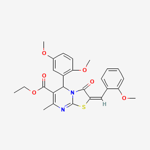 molecular formula C26H26N2O6S B3891155 ethyl (2E)-5-(2,5-dimethoxyphenyl)-2-[(2-methoxyphenyl)methylidene]-7-methyl-3-oxo-5H-[1,3]thiazolo[3,2-a]pyrimidine-6-carboxylate 