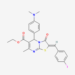 molecular formula C25H24IN3O3S B3891166 ethyl (2Z)-5-[4-(dimethylamino)phenyl]-2-[(4-iodophenyl)methylidene]-7-methyl-3-oxo-5H-[1,3]thiazolo[3,2-a]pyrimidine-6-carboxylate 