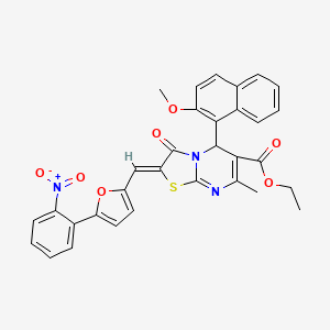 molecular formula C32H25N3O7S B3891173 ethyl 5-(2-methoxy-1-naphthyl)-7-methyl-2-{[5-(2-nitrophenyl)-2-furyl]methylene}-3-oxo-2,3-dihydro-5H-[1,3]thiazolo[3,2-a]pyrimidine-6-carboxylate 