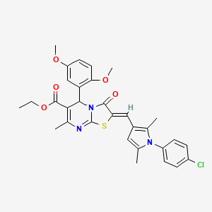 Ethyl (2Z)-2-{[1-(4-chlorophenyl)-2,5-dimethyl-1H-pyrrol-3-YL]methylidene}-5-(2,5-dimethoxyphenyl)-7-methyl-3-oxo-2H,3H,5H-[1,3]thiazolo[3,2-A]pyrimidine-6-carboxylate