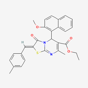 molecular formula C29H26N2O4S B3891186 ethyl (2Z)-5-(2-methoxynaphthalen-1-yl)-7-methyl-2-[(4-methylphenyl)methylidene]-3-oxo-5H-[1,3]thiazolo[3,2-a]pyrimidine-6-carboxylate 