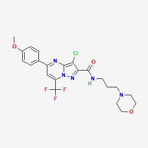 molecular formula C22H23ClF3N5O3 B3891193 3-chloro-5-(4-methoxyphenyl)-N-[3-(morpholin-4-yl)propyl]-7-(trifluoromethyl)pyrazolo[1,5-a]pyrimidine-2-carboxamide 