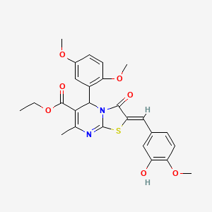 ethyl (2Z)-5-(2,5-dimethoxyphenyl)-2-[(3-hydroxy-4-methoxyphenyl)methylidene]-7-methyl-3-oxo-5H-[1,3]thiazolo[3,2-a]pyrimidine-6-carboxylate