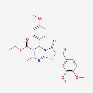 ethyl 2-(3-hydroxy-4-methoxybenzylidene)-5-(4-methoxyphenyl)-7-methyl-3-oxo-2,3-dihydro-5H-[1,3]thiazolo[3,2-a]pyrimidine-6-carboxylate