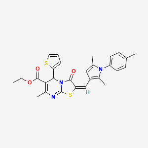 ethyl 2-{[2,5-dimethyl-1-(4-methylphenyl)-1H-pyrrol-3-yl]methylene}-7-methyl-3-oxo-5-(2-thienyl)-2,3-dihydro-5H-[1,3]thiazolo[3,2-a]pyrimidine-6-carboxylate