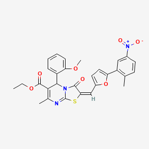 ethyl 5-(2-methoxyphenyl)-7-methyl-2-{[5-(2-methyl-5-nitrophenyl)-2-furyl]methylene}-3-oxo-2,3-dihydro-5H-[1,3]thiazolo[3,2-a]pyrimidine-6-carboxylate