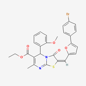 molecular formula C28H23BrN2O5S B3891247 ethyl (2E)-2-[[5-(4-bromophenyl)furan-2-yl]methylidene]-5-(2-methoxyphenyl)-7-methyl-3-oxo-5H-[1,3]thiazolo[3,2-a]pyrimidine-6-carboxylate 