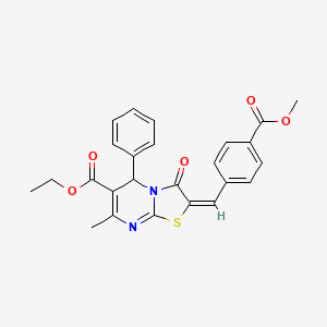 molecular formula C25H22N2O5S B3891265 ethyl 2-[4-(methoxycarbonyl)benzylidene]-7-methyl-3-oxo-5-phenyl-2,3-dihydro-5H-[1,3]thiazolo[3,2-a]pyrimidine-6-carboxylate 