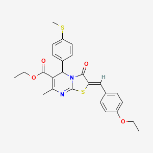 molecular formula C26H26N2O4S2 B3891270 ethyl (2Z)-2-[(4-ethoxyphenyl)methylidene]-7-methyl-5-(4-methylsulfanylphenyl)-3-oxo-5H-[1,3]thiazolo[3,2-a]pyrimidine-6-carboxylate 