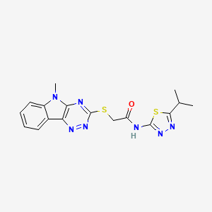 2-({5-Methyl-5H-[1,2,4]triazino[5,6-B]indol-3-YL}sulfanyl)-N-[5-(propan-2-YL)-1,3,4-thiadiazol-2-YL]acetamide