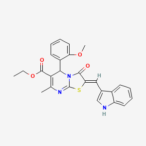 ethyl 2-(1H-indol-3-ylmethylene)-5-(2-methoxyphenyl)-7-methyl-3-oxo-2,3-dihydro-5H-[1,3]thiazolo[3,2-a]pyrimidine-6-carboxylate