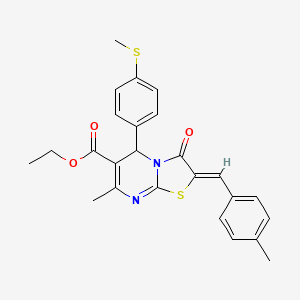 molecular formula C25H24N2O3S2 B3891304 ethyl (2Z)-7-methyl-2-(4-methylbenzylidene)-5-[4-(methylsulfanyl)phenyl]-3-oxo-2,3-dihydro-5H-[1,3]thiazolo[3,2-a]pyrimidine-6-carboxylate 