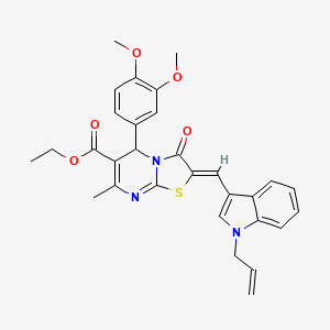 ethyl (2Z)-5-(3,4-dimethoxyphenyl)-7-methyl-3-oxo-2-{[1-(prop-2-en-1-yl)-1H-indol-3-yl]methylidene}-2,3-dihydro-5H-[1,3]thiazolo[3,2-a]pyrimidine-6-carboxylate