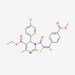 molecular formula C25H21ClN2O5S B3891320 ethyl 5-(4-chlorophenyl)-2-[4-(methoxycarbonyl)benzylidene]-7-methyl-3-oxo-2,3-dihydro-5H-[1,3]thiazolo[3,2-a]pyrimidine-6-carboxylate 