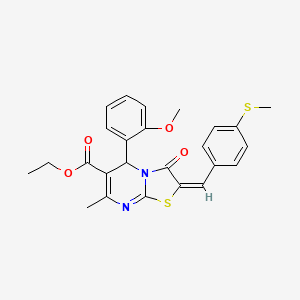 molecular formula C25H24N2O4S2 B3891339 ethyl (2E)-5-(2-methoxyphenyl)-7-methyl-2-[4-(methylsulfanyl)benzylidene]-3-oxo-2,3-dihydro-5H-[1,3]thiazolo[3,2-a]pyrimidine-6-carboxylate 