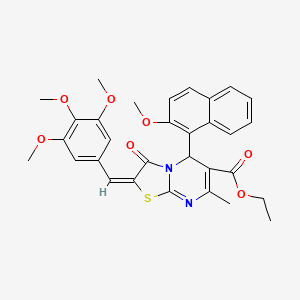 ethyl (2E)-5-(2-methoxynaphthalen-1-yl)-7-methyl-3-oxo-2-[(3,4,5-trimethoxyphenyl)methylidene]-5H-[1,3]thiazolo[3,2-a]pyrimidine-6-carboxylate