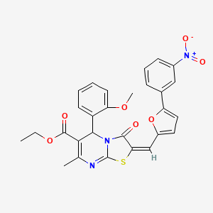 molecular formula C28H23N3O7S B3891348 ethyl (2E)-5-(2-methoxyphenyl)-7-methyl-2-[[5-(3-nitrophenyl)furan-2-yl]methylidene]-3-oxo-5H-[1,3]thiazolo[3,2-a]pyrimidine-6-carboxylate 