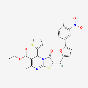 ethyl 7-methyl-2-{[5-(4-methyl-3-nitrophenyl)-2-furyl]methylene}-3-oxo-5-(2-thienyl)-2,3-dihydro-5H-[1,3]thiazolo[3,2-a]pyrimidine-6-carboxylate