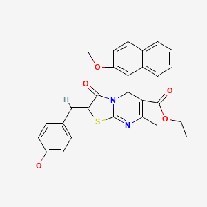 molecular formula C29H26N2O5S B3891380 ethyl 2-(4-methoxybenzylidene)-5-(2-methoxy-1-naphthyl)-7-methyl-3-oxo-2,3-dihydro-5H-[1,3]thiazolo[3,2-a]pyrimidine-6-carboxylate 