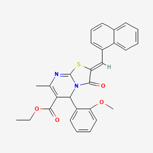 molecular formula C28H24N2O4S B3891449 ethyl (2Z)-5-(2-methoxyphenyl)-7-methyl-2-(naphthalen-1-ylmethylidene)-3-oxo-5H-[1,3]thiazolo[3,2-a]pyrimidine-6-carboxylate 