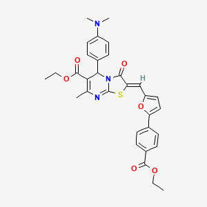 molecular formula C32H31N3O6S B3891466 ethyl 5-[4-(dimethylamino)phenyl]-2-({5-[4-(ethoxycarbonyl)phenyl]-2-furyl}methylene)-7-methyl-3-oxo-2,3-dihydro-5H-[1,3]thiazolo[3,2-a]pyrimidine-6-carboxylate 