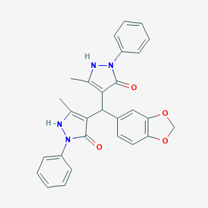 4-[1,3-benzodioxol-5-yl-(5-methyl-3-oxo-2-phenyl-1H-pyrazol-4-yl)methyl]-5-methyl-2-phenyl-1H-pyrazol-3-one