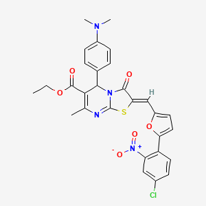 molecular formula C29H25ClN4O6S B3891500 ETHYL (2Z)-2-{[5-(4-CHLORO-2-NITROPHENYL)FURAN-2-YL]METHYLIDENE}-5-[4-(DIMETHYLAMINO)PHENYL]-7-METHYL-3-OXO-2H,3H,5H-[1,3]THIAZOLO[3,2-A]PYRIMIDINE-6-CARBOXYLATE 