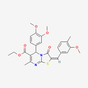 ethyl (2E)-5-(3,4-dimethoxyphenyl)-2-[(3-methoxy-4-methylphenyl)methylidene]-7-methyl-3-oxo-5H-[1,3]thiazolo[3,2-a]pyrimidine-6-carboxylate