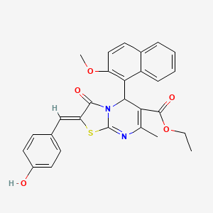 ethyl (2Z)-2-[(4-hydroxyphenyl)methylidene]-5-(2-methoxynaphthalen-1-yl)-7-methyl-3-oxo-5H-[1,3]thiazolo[3,2-a]pyrimidine-6-carboxylate